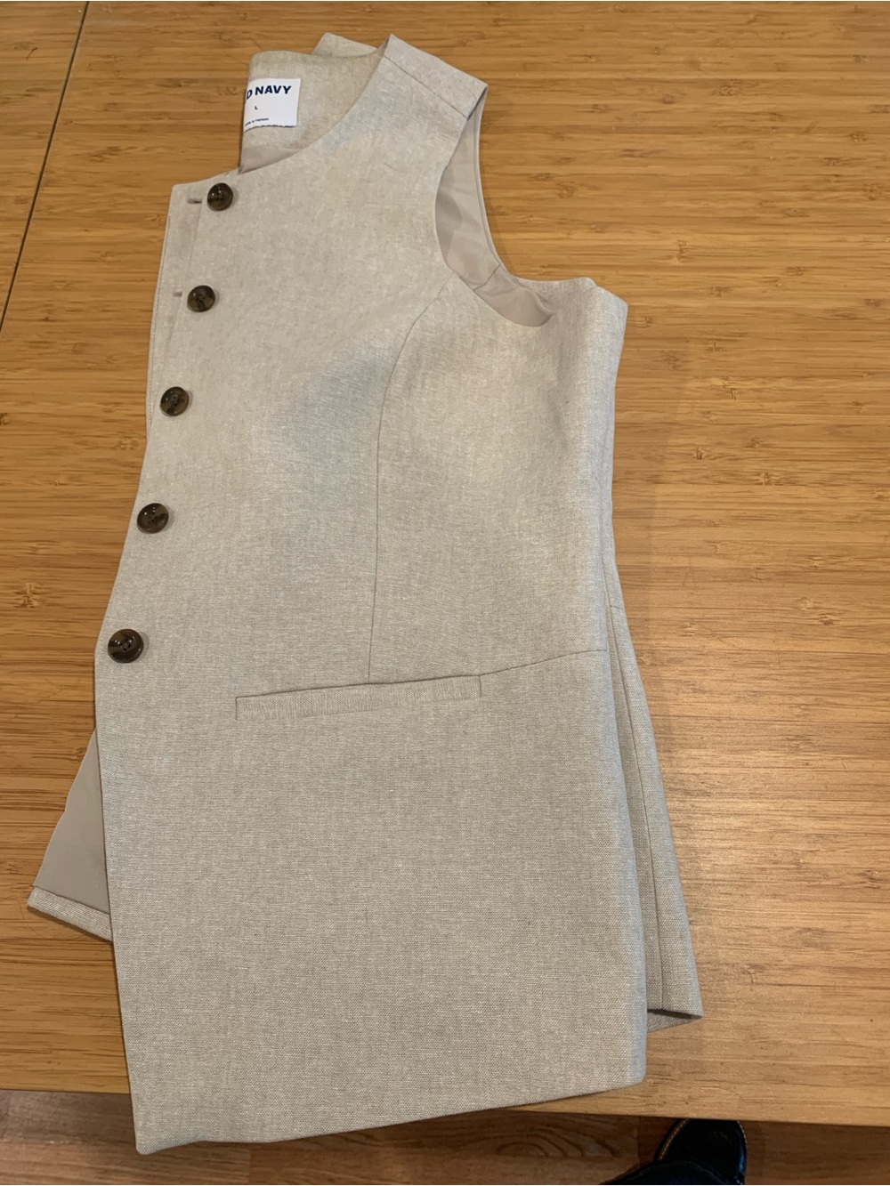 Neutral Cream Button-Front Vest - Picture 2 of 6